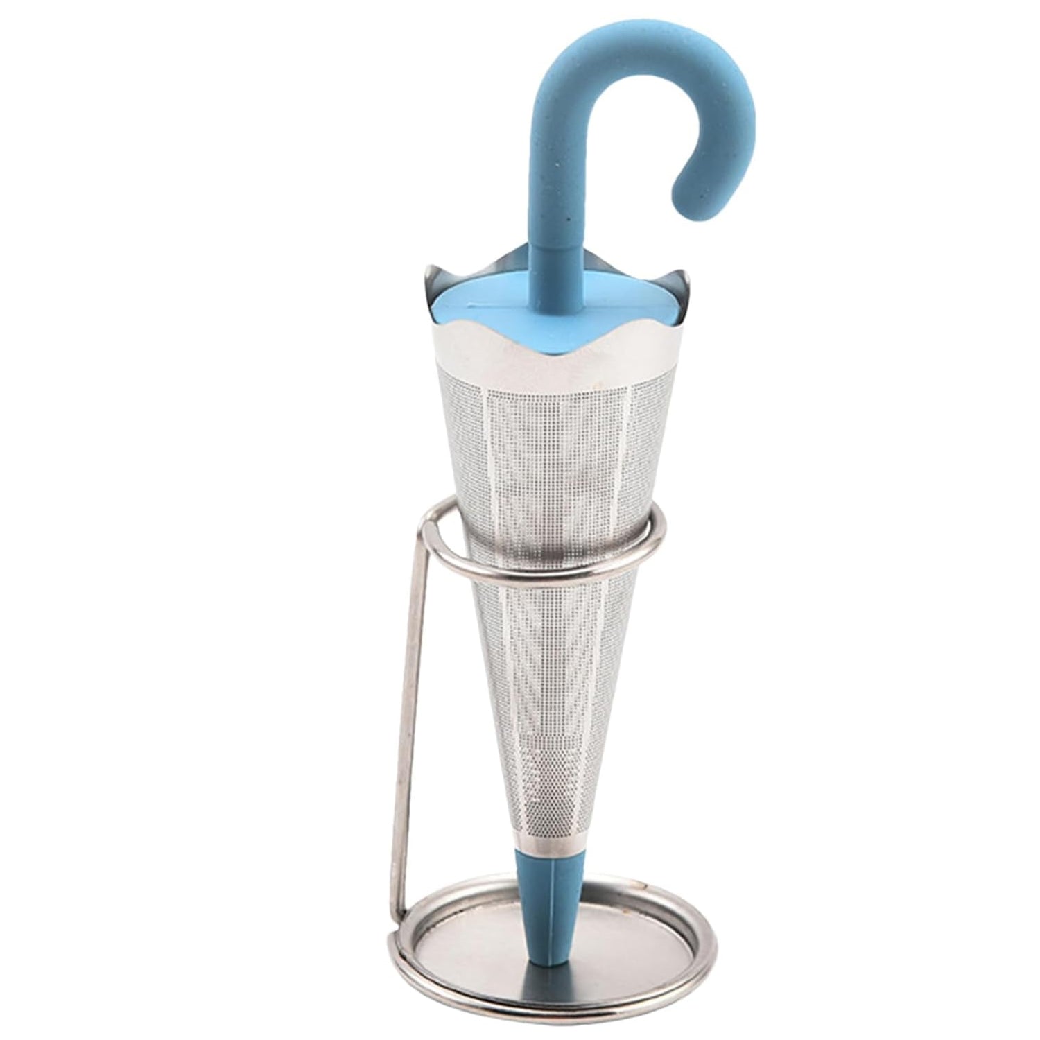 Reusable Cute Umbrella Tea Strainer With Tray  Stand (1 Pc) Reusable Cute Umbrella Tea Strainer With Tray  Stand (1 Pc)